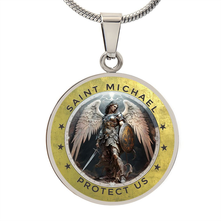 Saint Michael Necklace St Michael The Archangel Protection Pendant Ruby Peach