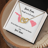 Custom Message Card Joined Hearts Necklace For Mom - Add Your Locations & Name(s)