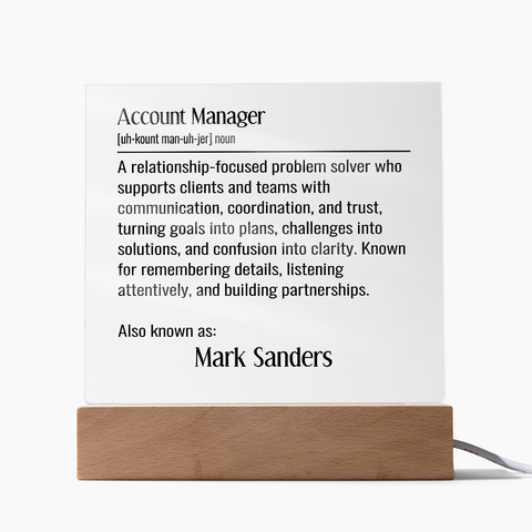 Personalized Account Manager Definition Lighted Plaque With Color LED Lighting