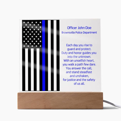 Personalized Policeman Appreciation Lighted Plaque With Color LED Lighting