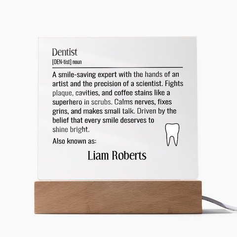 Personalized Dentist Definition Lighted Plaque With Color LED Lighting