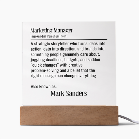 Personalized Marketing Manager Definition Lighted Plaque With Color LED Lighting