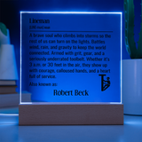 Personalized Lineman Definition Lighted Plaque With Color LED Lighting