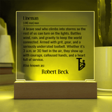 Personalized Lineman Definition Lighted Plaque With Color LED Lighting