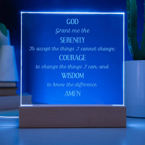 Serenity Prayer Plaque With Color-Selectable LED Lighting