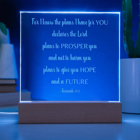 Engraved Plaque For I Know The Plans I Have For You Jeremiah 29:11 With LED Lighting
