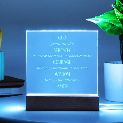 Engraved Serenity Prayer Plaque With Color-Selectable LED Lighting