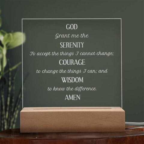 Engraved Serenity Prayer Plaque With Color Changing LED