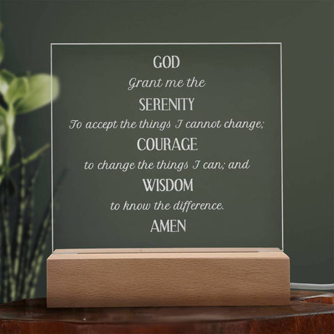 Engraved Serenity Prayer Plaque With Color-Selectable LED Lighting