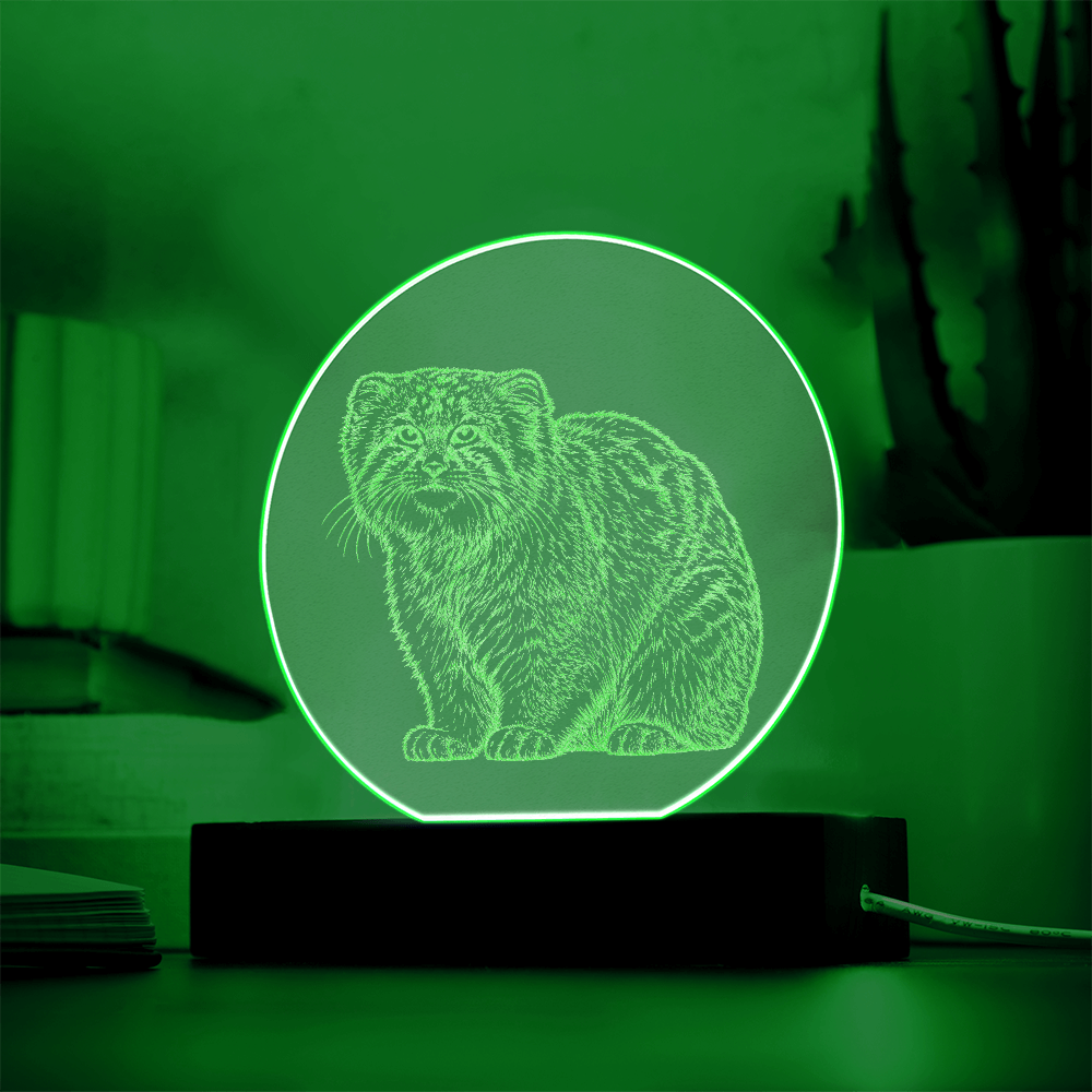 Pallas Cat Engraved Acrylic Lighted Plaque