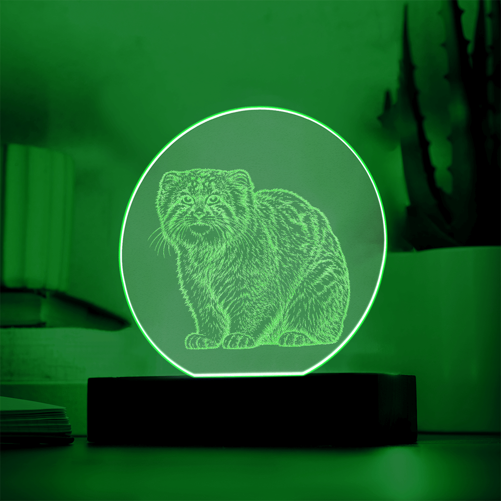 Pallas Cat Engraved Acrylic Lighted Plaque