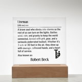 Personalized Lineman Definition Lighted Plaque With Color LED Lighting