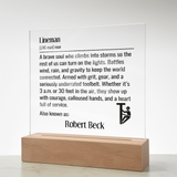 Personalized Lineman Definition Lighted Plaque With Color LED Lighting