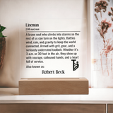 Personalized Lineman Definition Lighted Plaque With Color LED Lighting