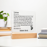 Personalized Lineman Definition Lighted Plaque With Color LED Lighting