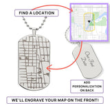 Engraved Map Dog Tag Necklace