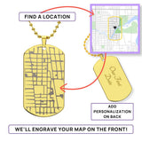 Engraved Map Dog Tag Necklace