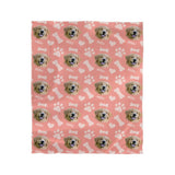 custom blanket with dog's photo and name with peach background