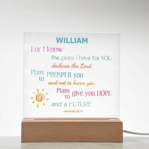 Personalized Jeremiah 29:11 Lighted Plaque For I Know The Plans I Have For Your
