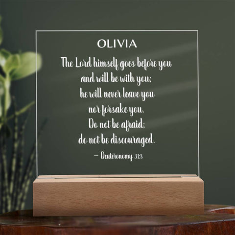 Personalized Deuteronomy 31:8 LED Plaque Do Not Be Afraid Do Not Be Discouraged