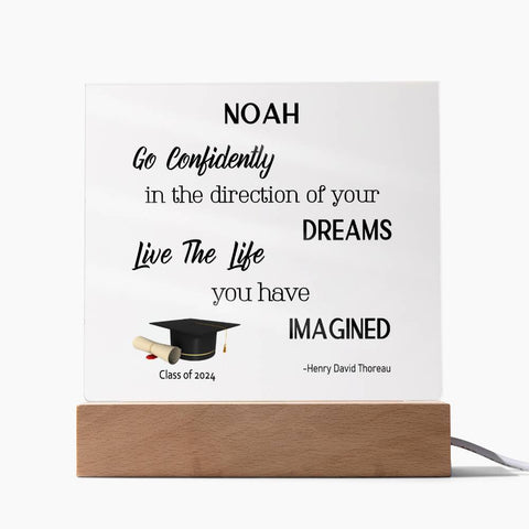 Go Confidently In The Direction Of Your Dreams Personalized Graduation Plaque