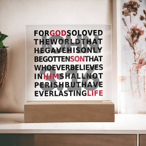 John 3:16 Plaque For God So Loved The World Bible Verse
