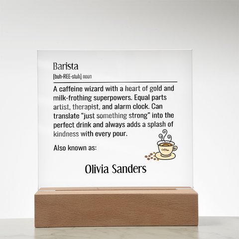 Personalized Barista Lighted Plaque