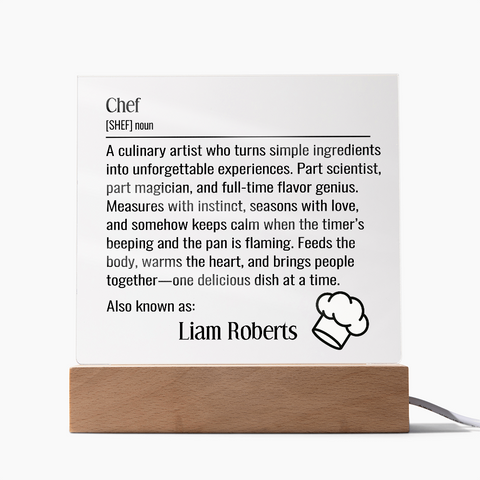 Personalized Gift For Chef Definition Name Plaque