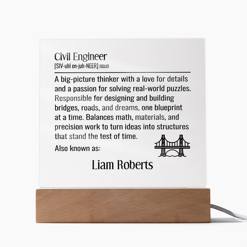 Personalized Civil Engineer Lighted Plaque