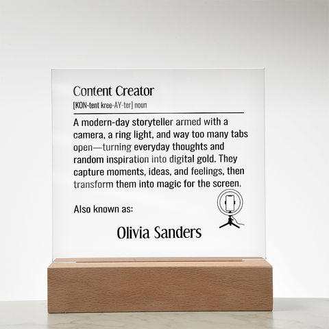 Personalized Content Creator Lighted Plaque
