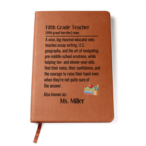 Personalized Fifth Grade Teacher Journal Gift