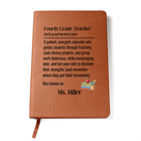 Personalized Fourth Grade Teacher Journal Gift