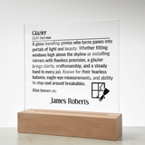 Personalized lighted plaque sign for glazier gift