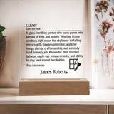 Personalized lighted plaque sign for glazier gift