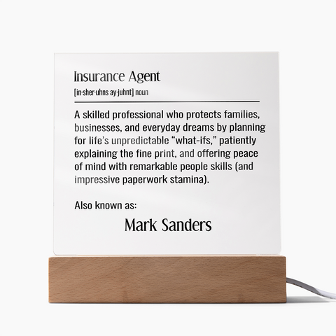 Customized Insurance Agent LED Lighted Plaque With Name
