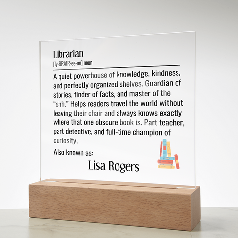 Personalized Gift For Librarian Definition Name Plaque
