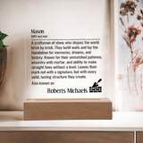 Personalized Mason Definition Lighted Plaque Sign
