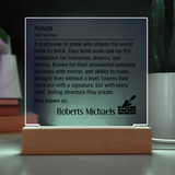 Personalized Mason Definition Lighted Plaque Sign