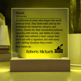 Personalized Mason Definition Lighted Plaque Sign