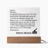 Personalized Mason Definition Lighted Plaque Sign
