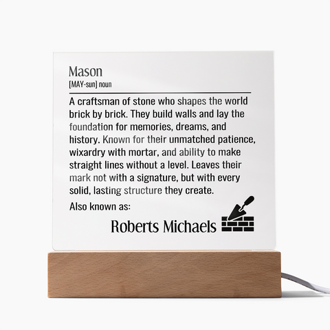 Personalized Mason Definition Lighted Plaque Sign