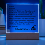 Personalized Mason Definition Lighted Plaque Sign