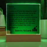 Personalized Mason Definition Lighted Plaque Sign