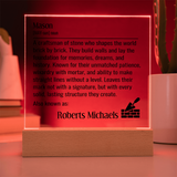 Personalized Mason Definition Lighted Plaque Sign