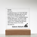 Personalized Mason Definition Lighted Plaque Sign