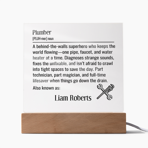 Personalized Gift For Plumber Definition Name Plaque
