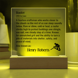 Personalized lighted plaque sign for roofer gift