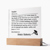 Personalized lighted plaque sign for roofer gift