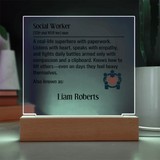 Personalized Social Worker Definition Lighted Plaque With Name