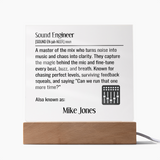 Personalized Sound Engineer Definition Lighted Plaque